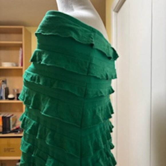 Green cotton knit Sacha Drake ruffled maxi dress size 16 - Picture 3 of 6